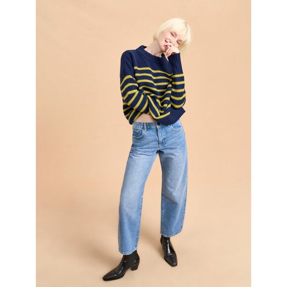 La Ligne Marin wool cashmere Sweater Navy CHARTREUSE M - Picture 13 of 13